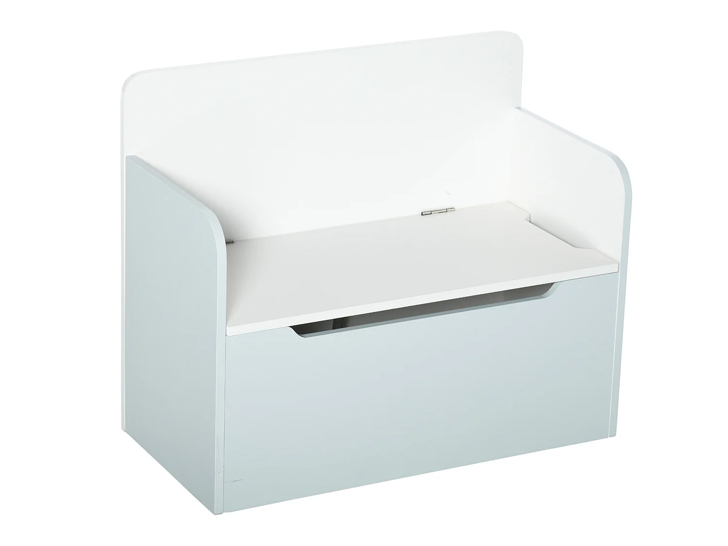Coffre à jouets banc 2 en 1 - coffre de rangement dim. 60L x 30l x 50H cm - vérin pneumatique MDF bleu clair