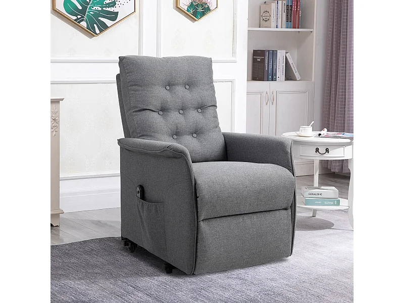 Fauteuil de relaxation électrique fauteuil releveur inclinable avec repose-pied ajustable lin gris
