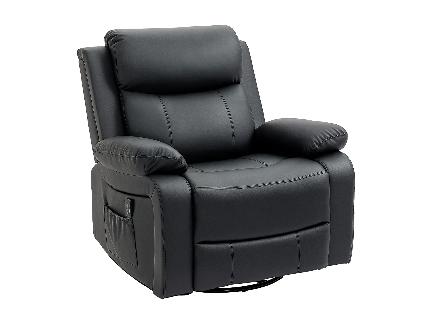 Fauteuil de massage et relaxation électrique  inclinable pivotant repose-pied télécommande noir