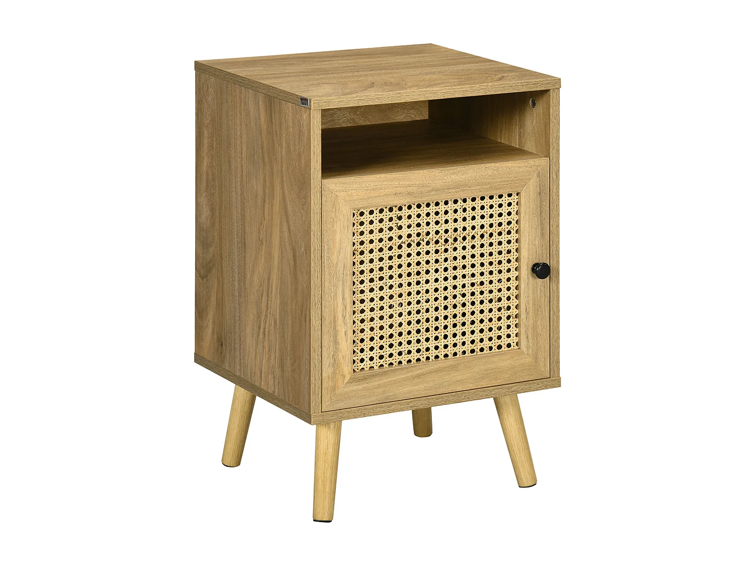 Chevet style bohème - table de nuit design - placard, niche - aspect bois manguier rotin