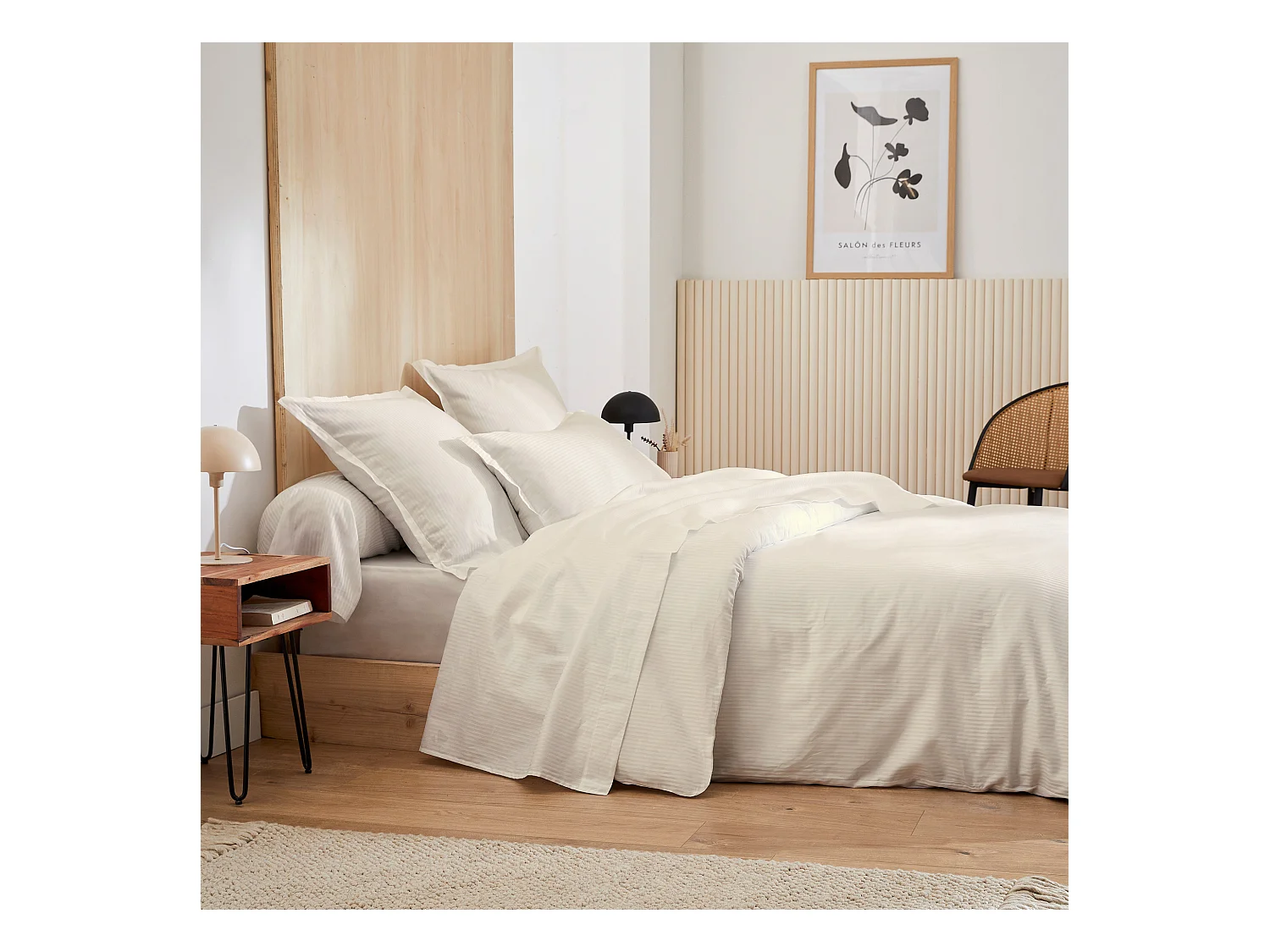 Parure de lit 240x220 satin de coton GRAND HÔTEL 3 pièces marron Sable