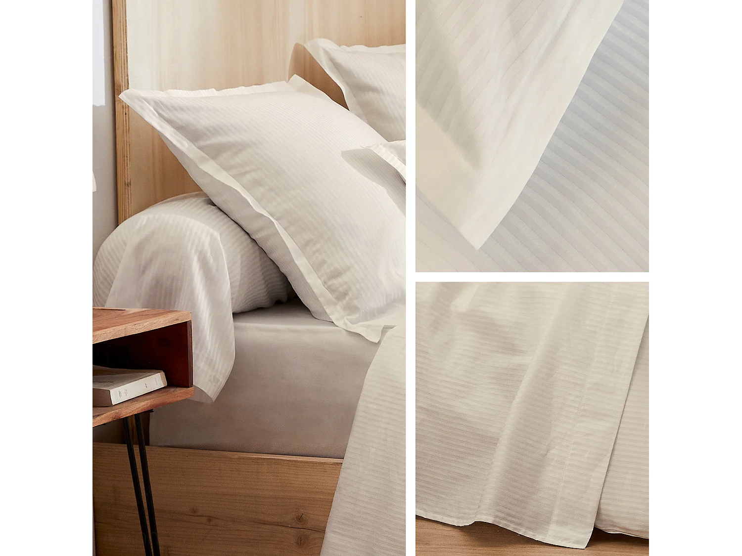 Taie d'oreiller 50x70 cm satin de coton GRAND HÔTEL marron sable