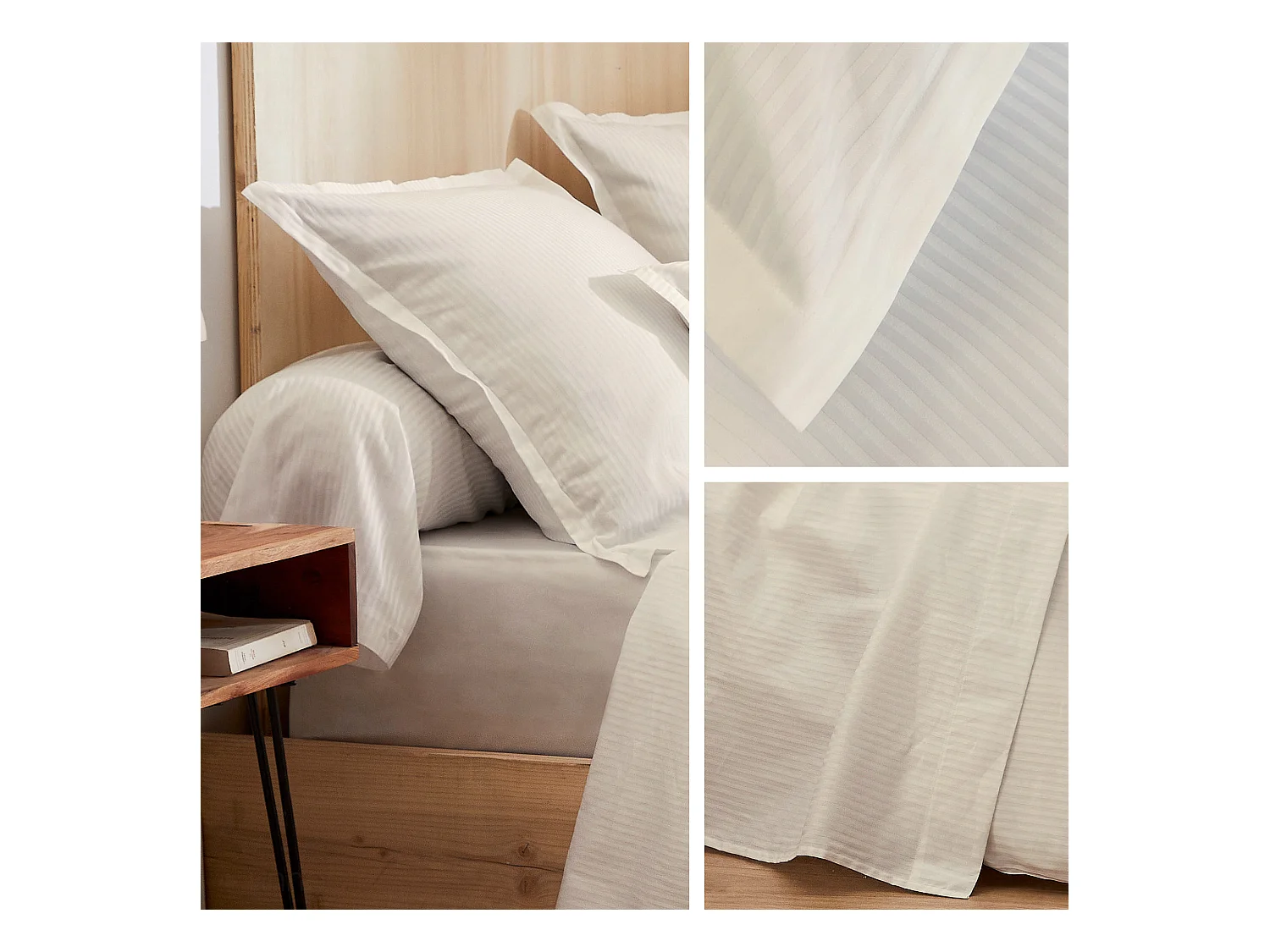 Taie de traversin 140x43 cm satin de coton GRAND HÔTEL marron sable