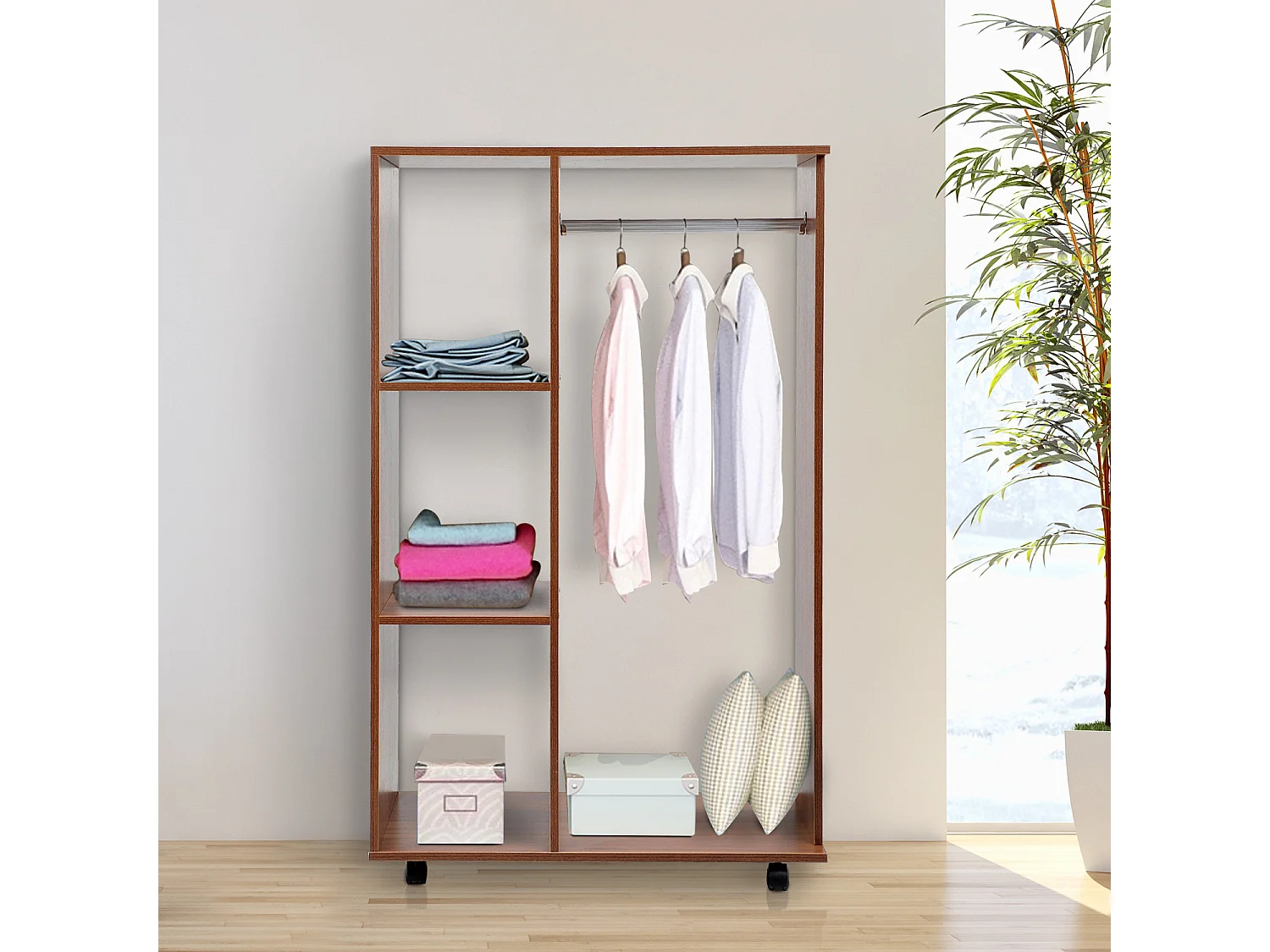 Armoire penderie armoire de rangement mobile panneaux de particules coloris chêne moyen