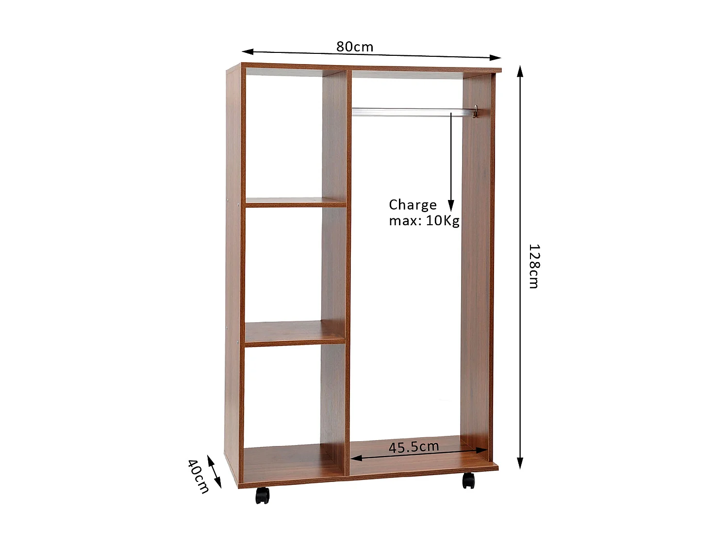 Armoire penderie armoire de rangement mobile panneaux de particules coloris chêne moyen
