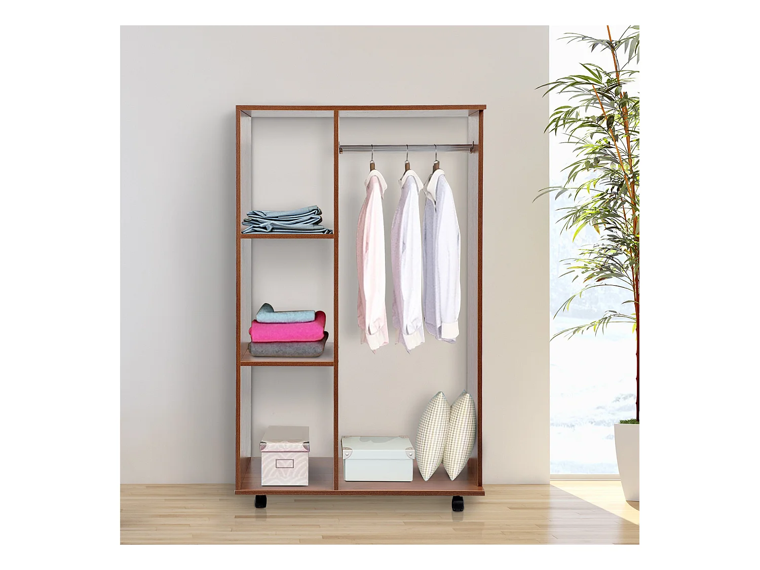 Armoire penderie armoire de rangement mobile panneaux de particules coloris chêne moyen