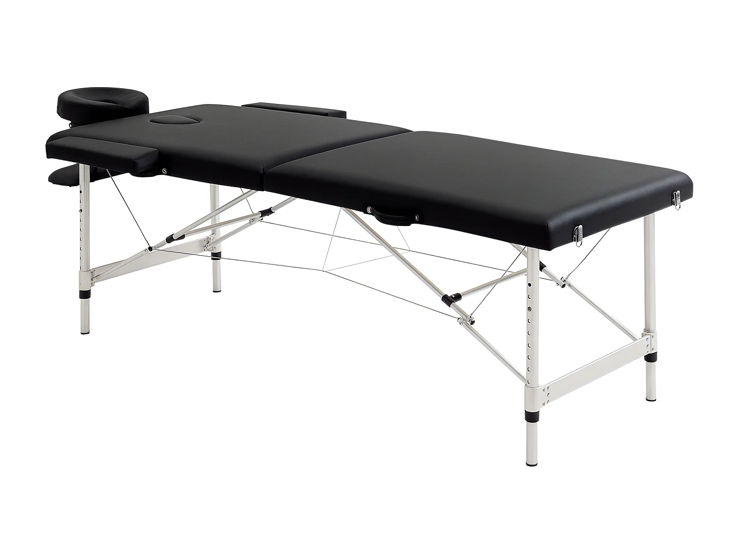 Table de massage pliable 3 zones hauteur réglable dim. 185L x 70l x 59-84H cm sac transport alu. synthétique PVC noir