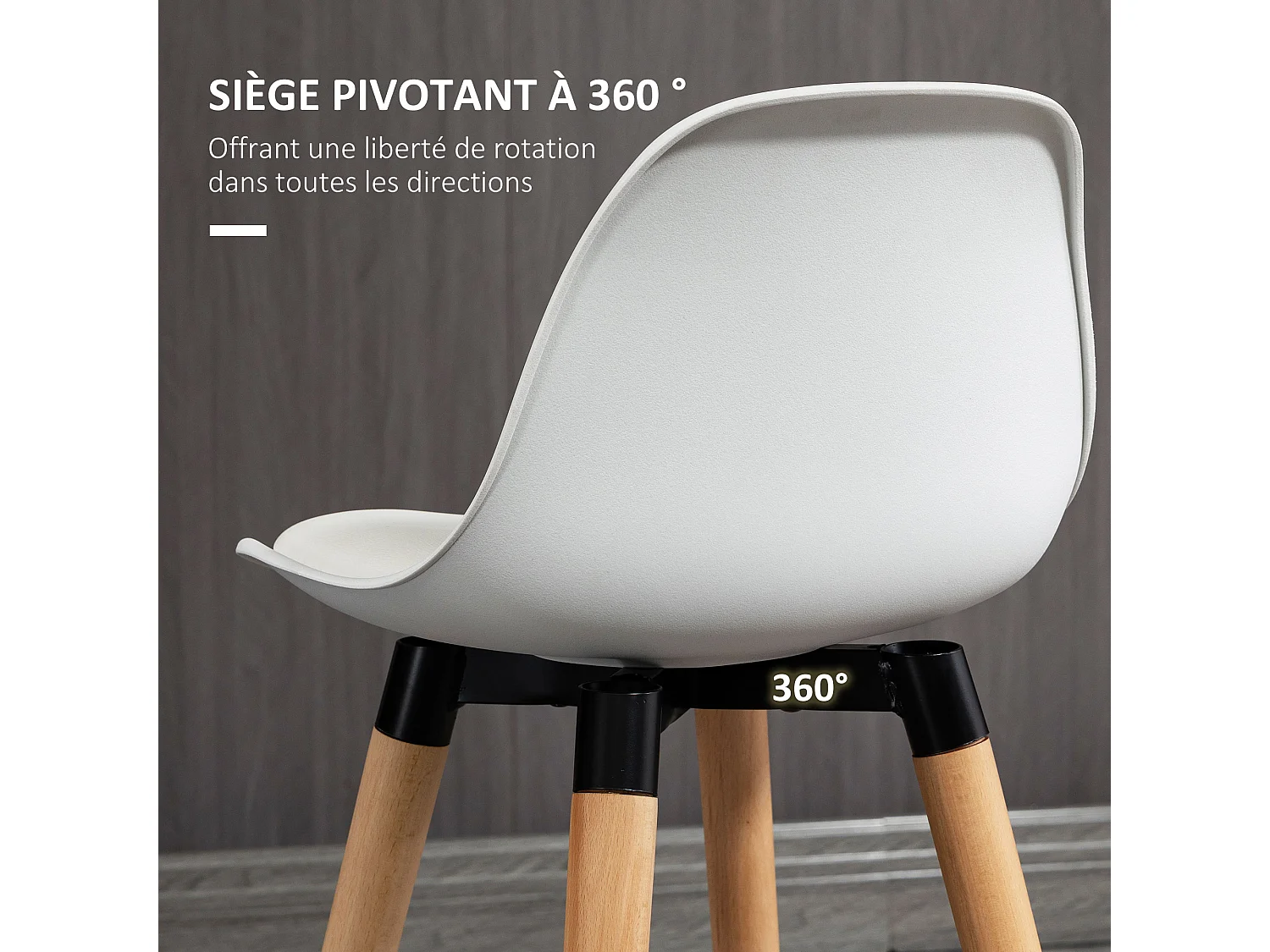 Tabourets de bar style scandinave - lot de 2 tabourets de bar avec repose-pieds - piètement bois de hêtre assise PU blanc