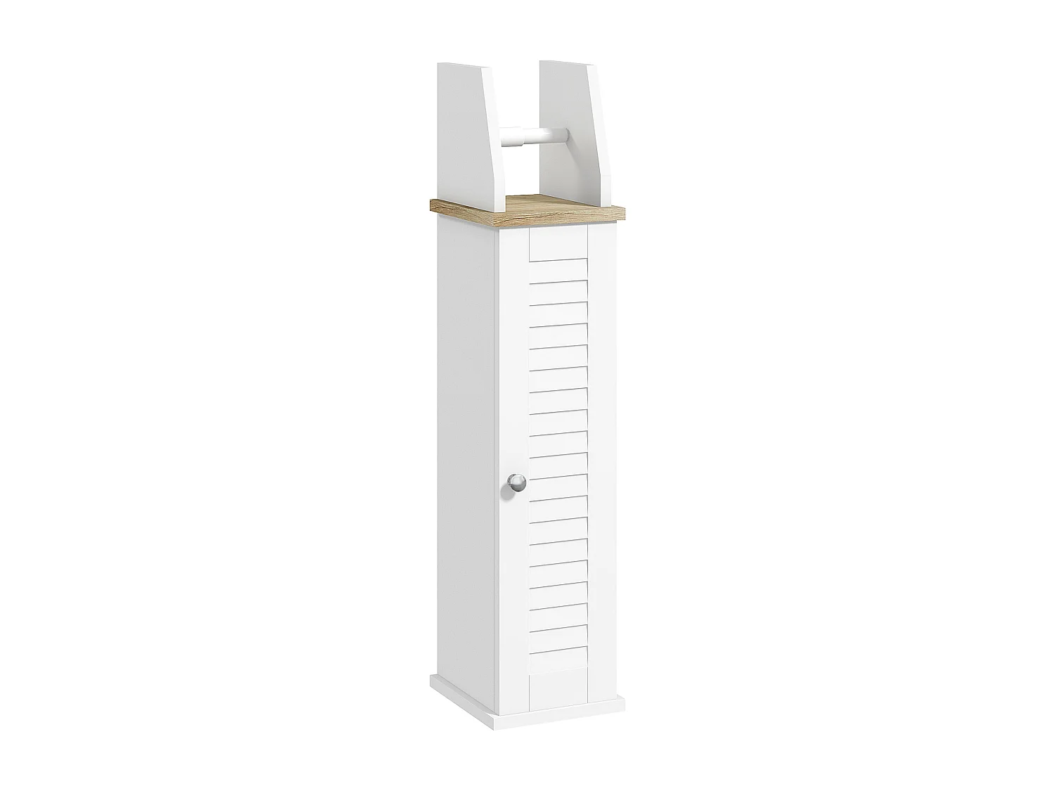 Support papier toilette - porte-papier toilette - armoire pour papier toilette - 2 niveaux, porte-papier - MDF blanc aspect bois clair
