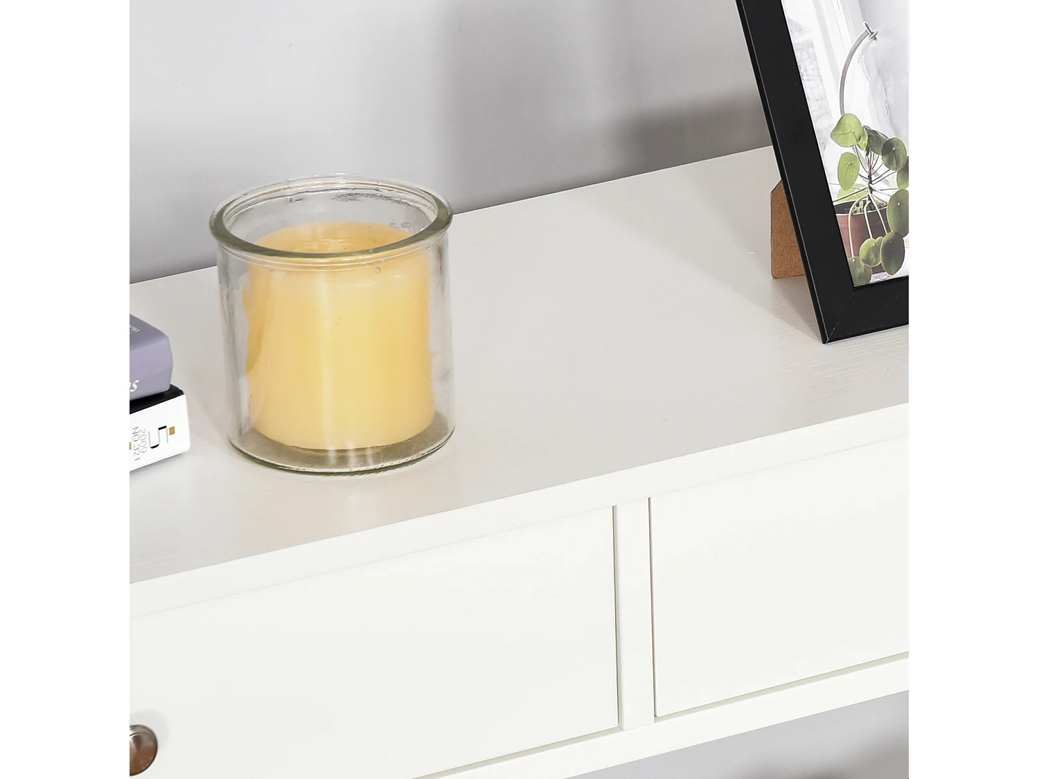 Console style table de drapier néo-rétro 2 tiroirs 2 étagères dim. 100L x 30l x 80H cm MDF blanc