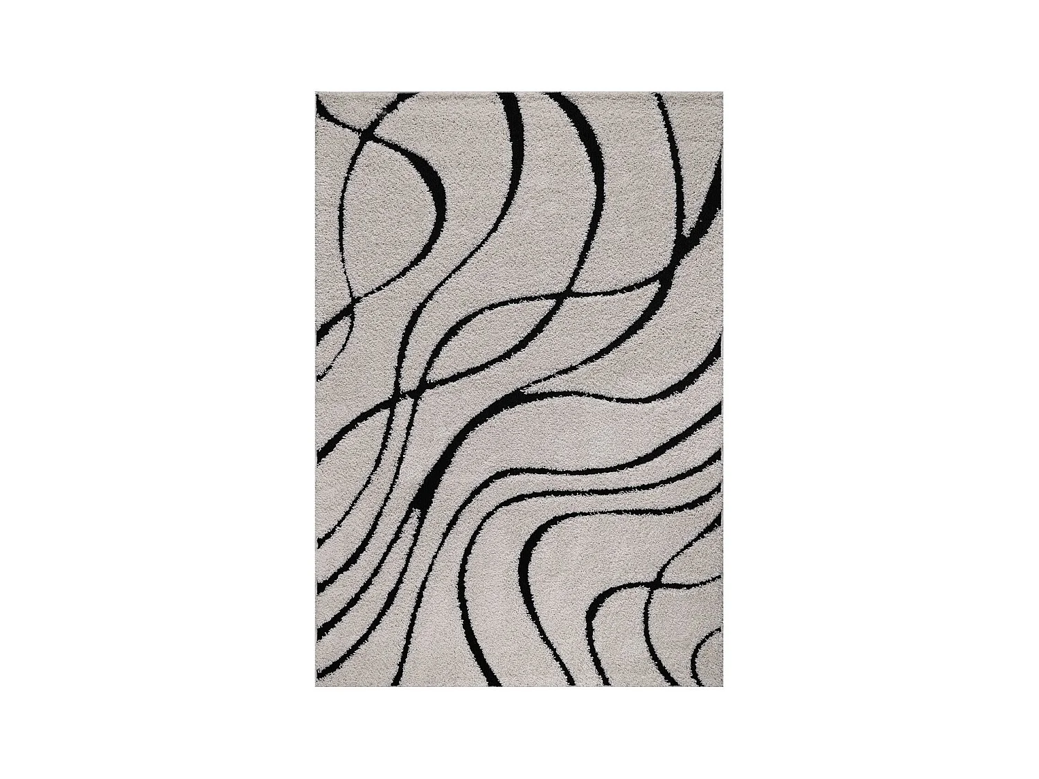 Tapis shaggy 160x220 rectangle tissé crème motif géométrique POUDA