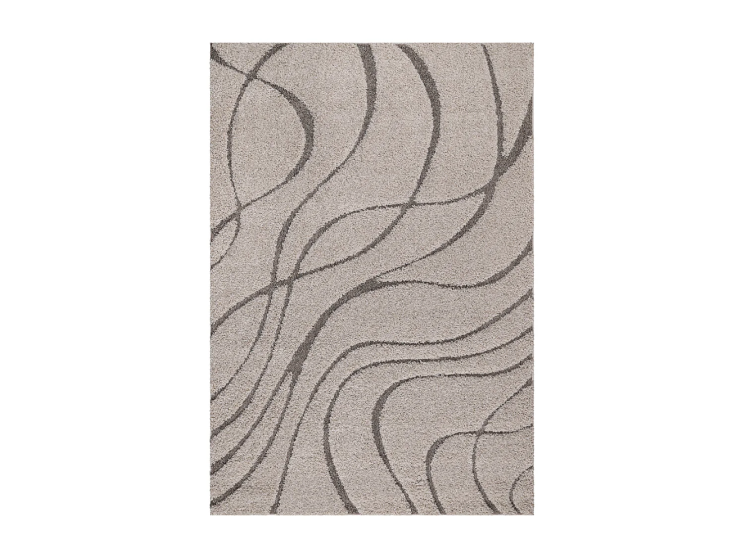 Tappeto Shaggy 80x150 rettangolo intrecciato beige motivo geometrico POUDA