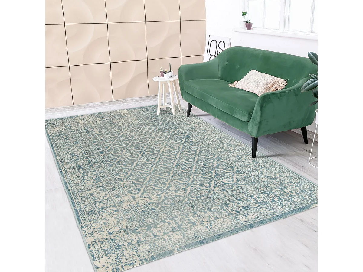 tapis salon 140x200 tissé noir rectangle motif faux uni NITOU 3