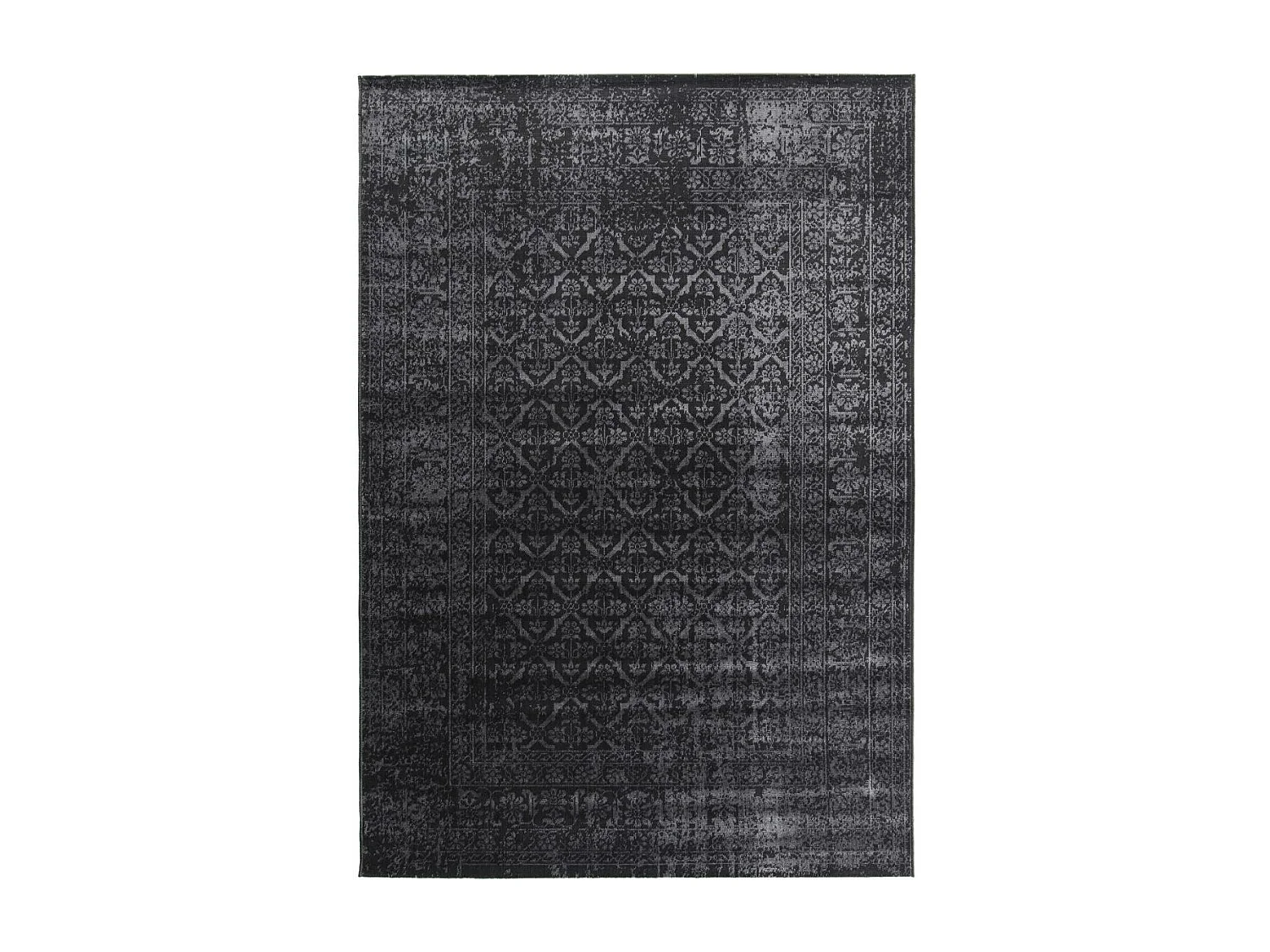tapis salon 140x200 tissé noir rectangle motif faux uni NITOU 3