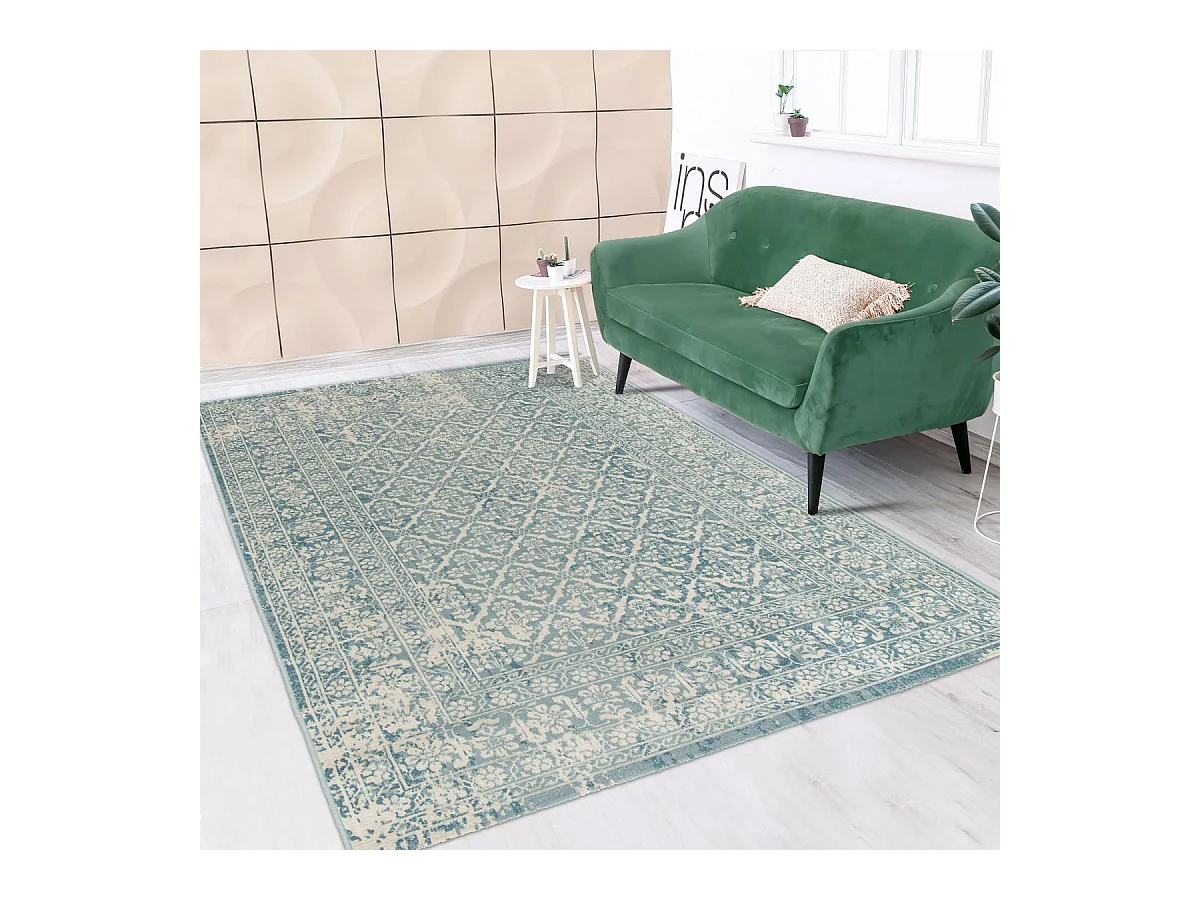tapis salon 140x200 tissé noir rectangle motif faux uni NITOU 3