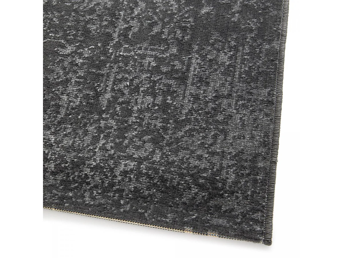 tapis salon 140x200 tissé noir rectangle motif faux uni NITOU 3