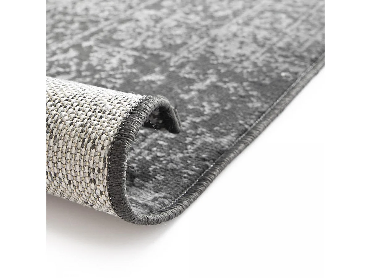 tapis salon 140x200 tissé noir rectangle motif faux uni NITOU 3