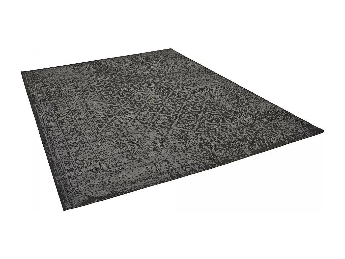 tapis salon 140x200 tissé noir rectangle motif faux uni NITOU 3