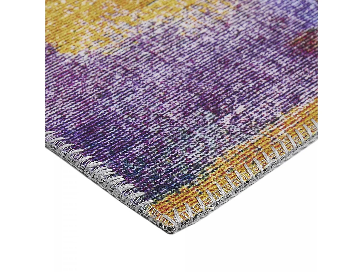 tapis chambre 120x170 tissé jaune et bleu rectangle motif faux uni NIKEL