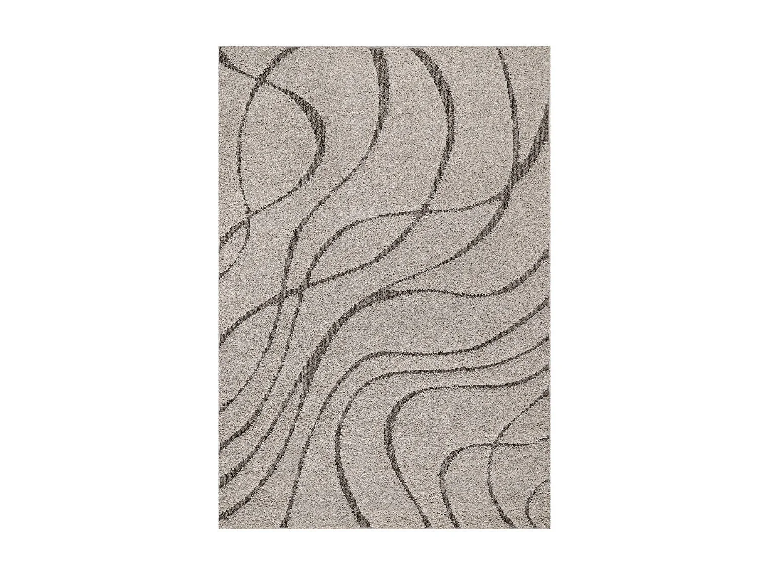 Tapis shaggy 200x280 rectangle tissé beige motif géométrique POUDA