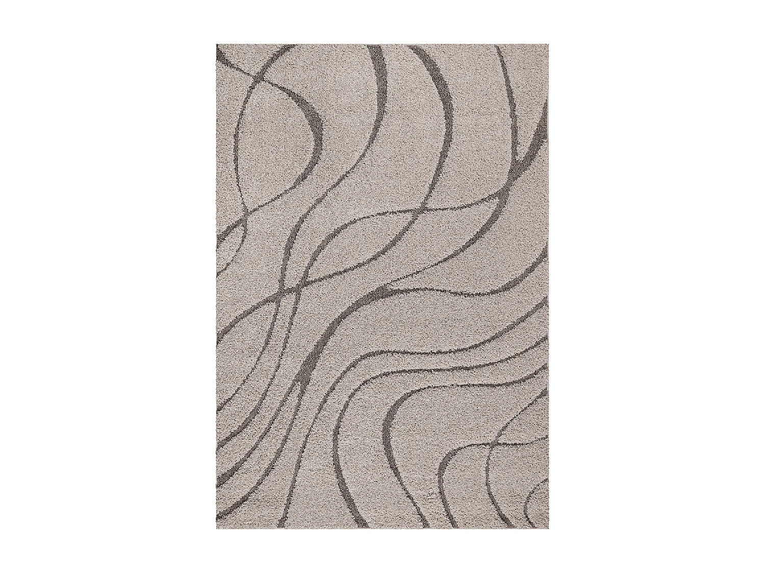 Tappeto Shaggy 200x280 rettangolo intrecciato beige motivo geometrico POUDA