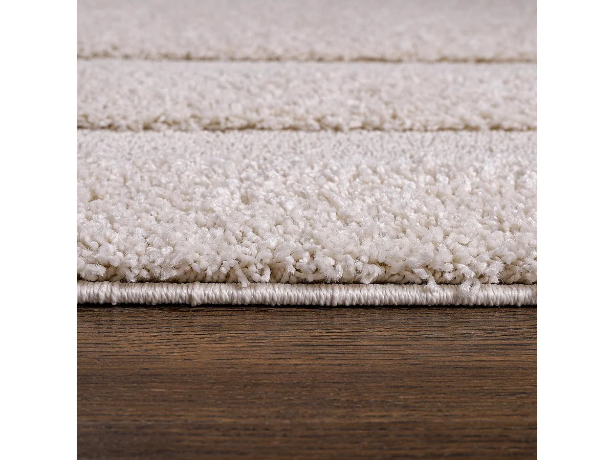 tapis salon 160x220 tissé beige rectangle motif faux uni KOULA