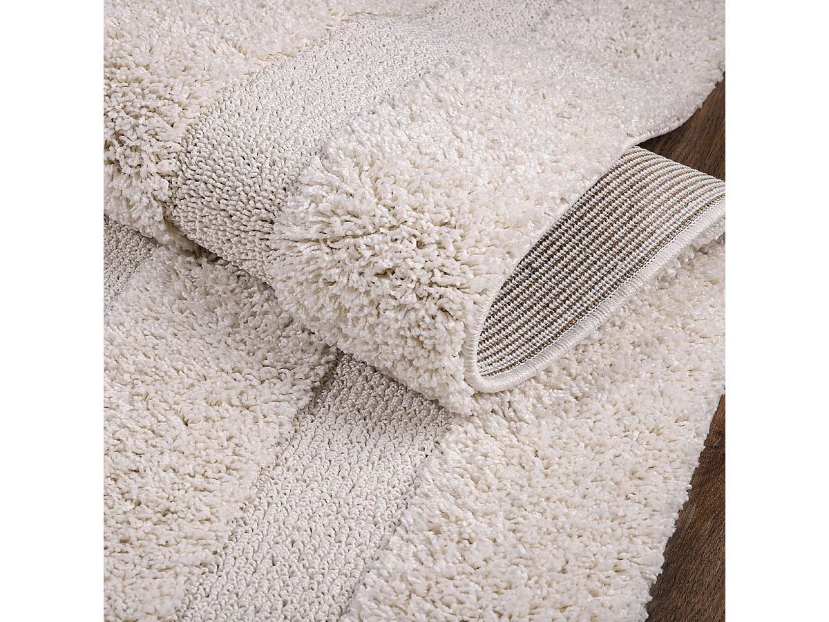 tapis entrée 80x150 tissé beige rectangle motif faux uni KOULA