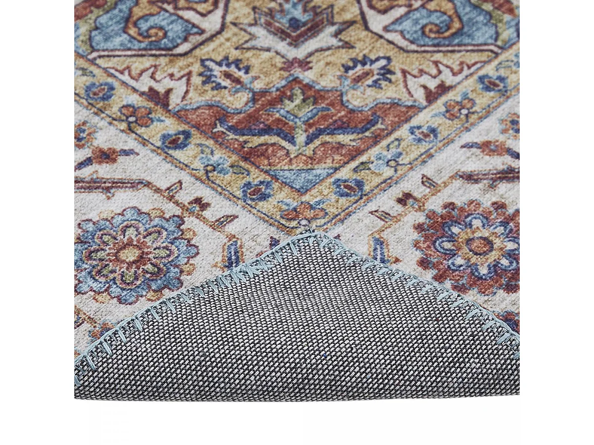 tappeto da soggiorno 160x230 tessuto rettangolare blu e bianco motivo orientale NIKEL