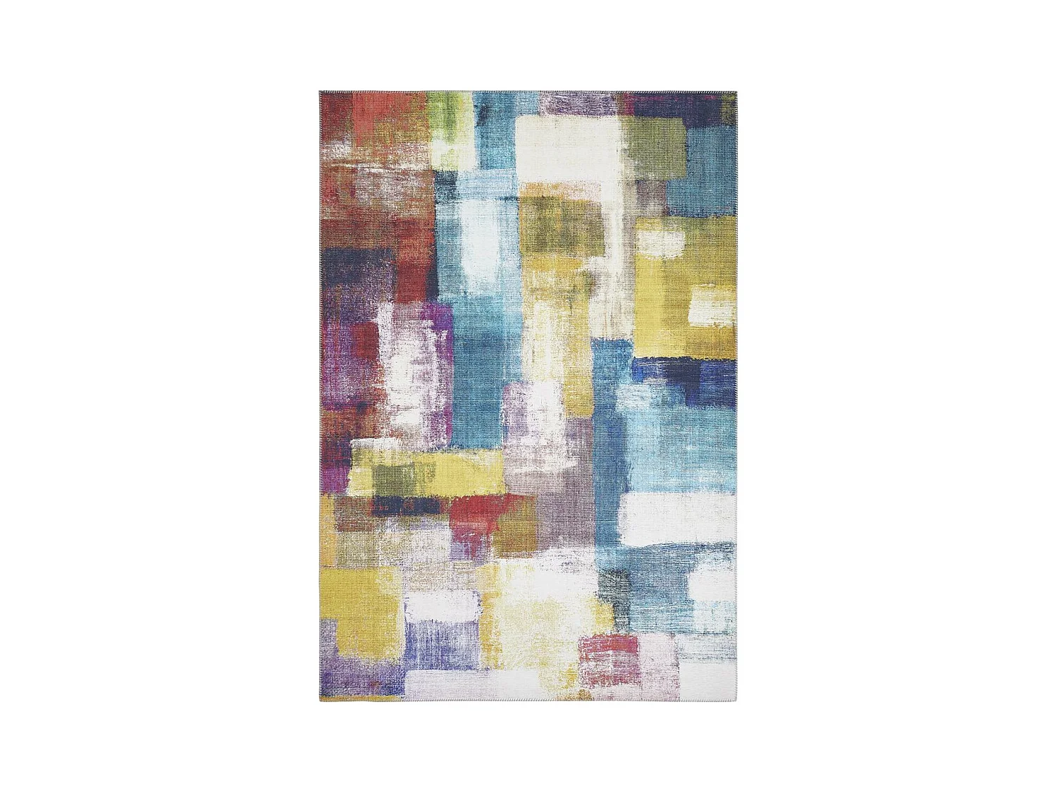 tapis salon 160x230 tissé jaune et bleu rectangle motif faux uni NIKEL