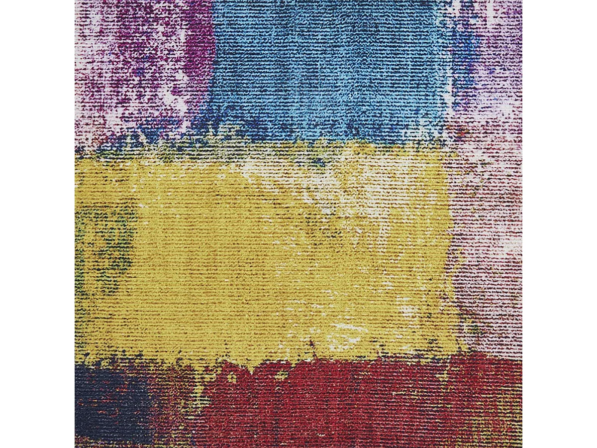 tapis salon 160x230 tissé jaune et bleu rectangle motif faux uni NIKEL