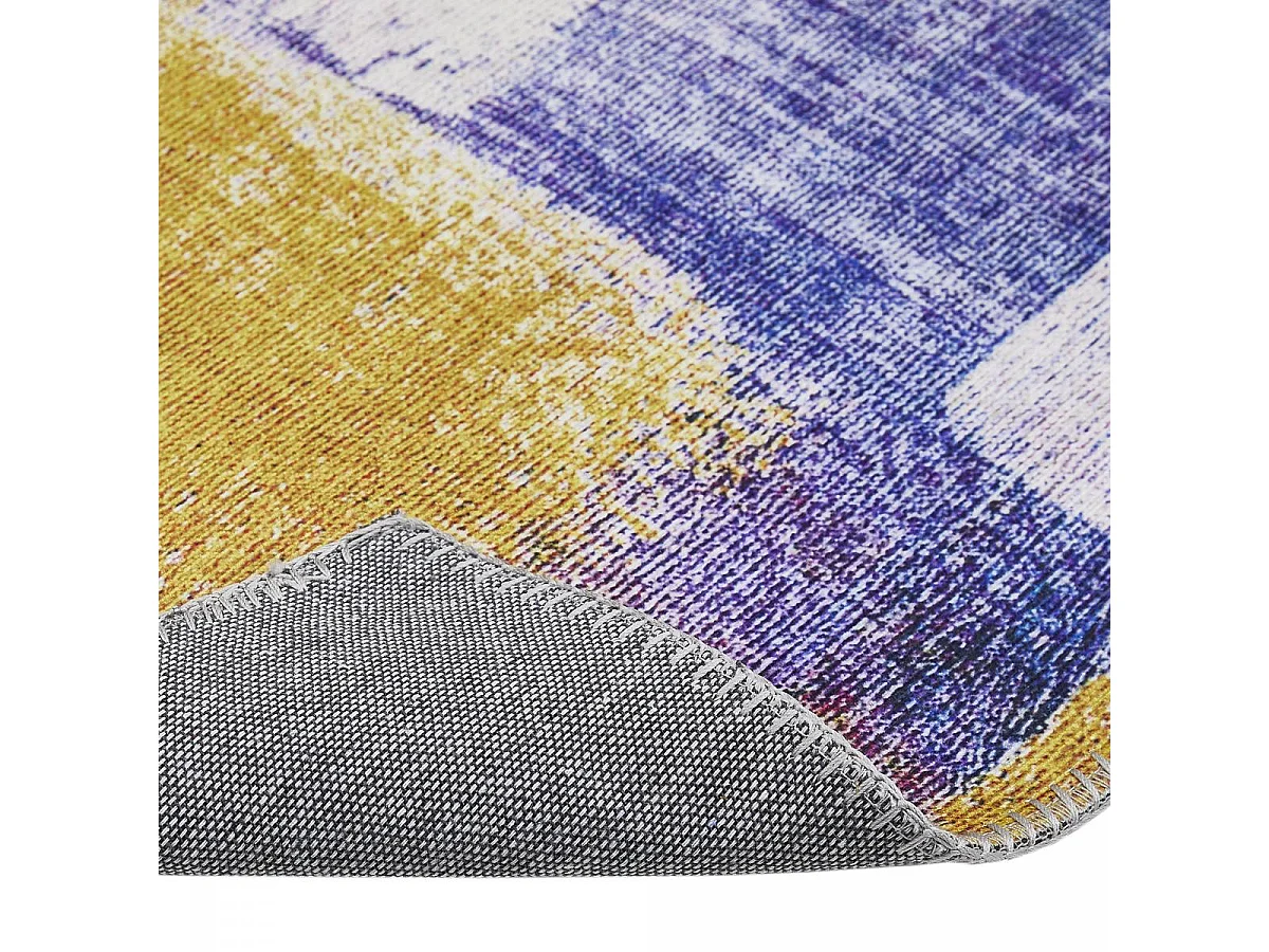 tapis salon 160x230 tissé jaune et bleu rectangle motif faux uni NIKEL