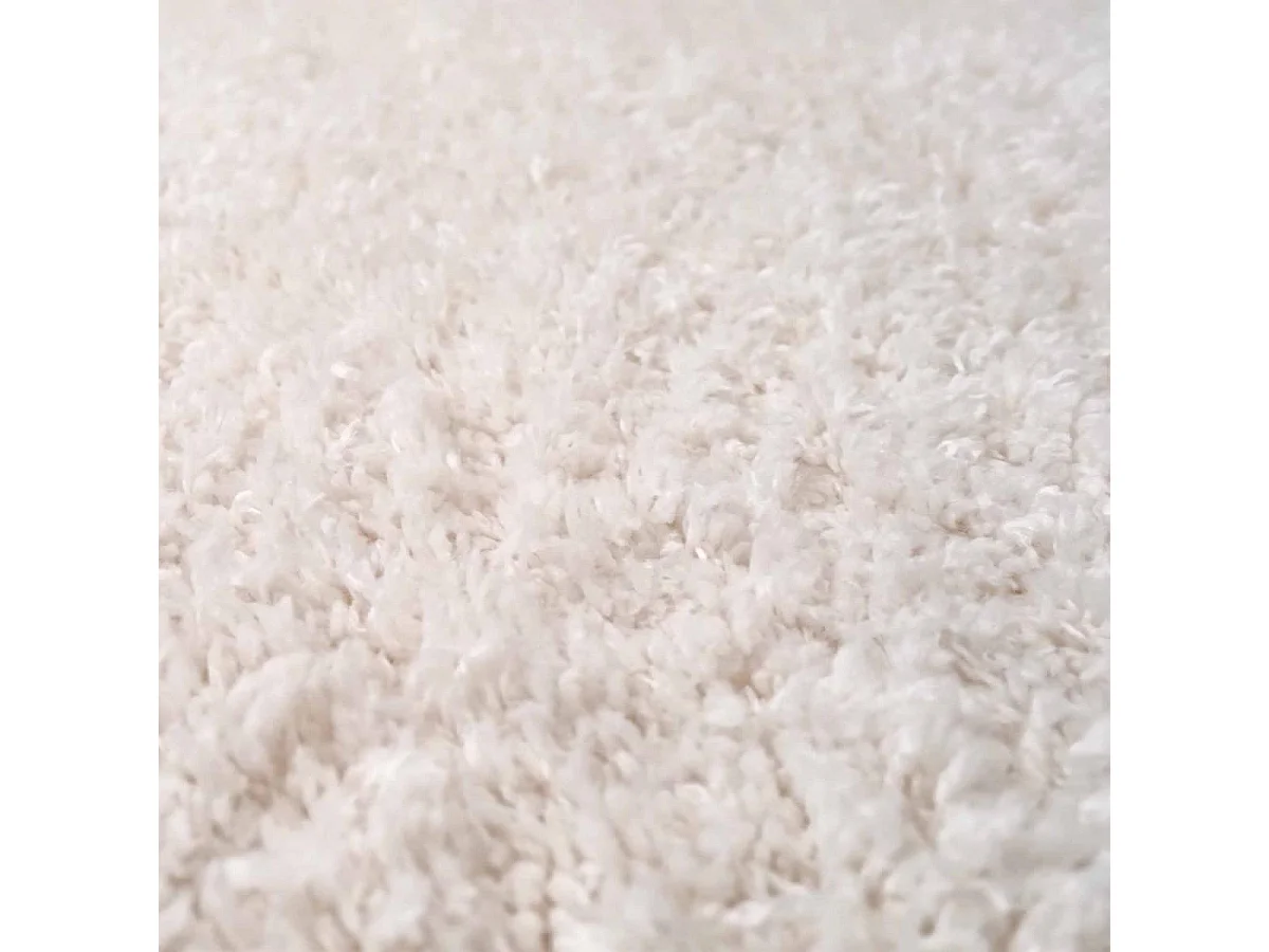 Tapis shaggy Ø100cm rond tissé crème motif uni LYN4 UNILA