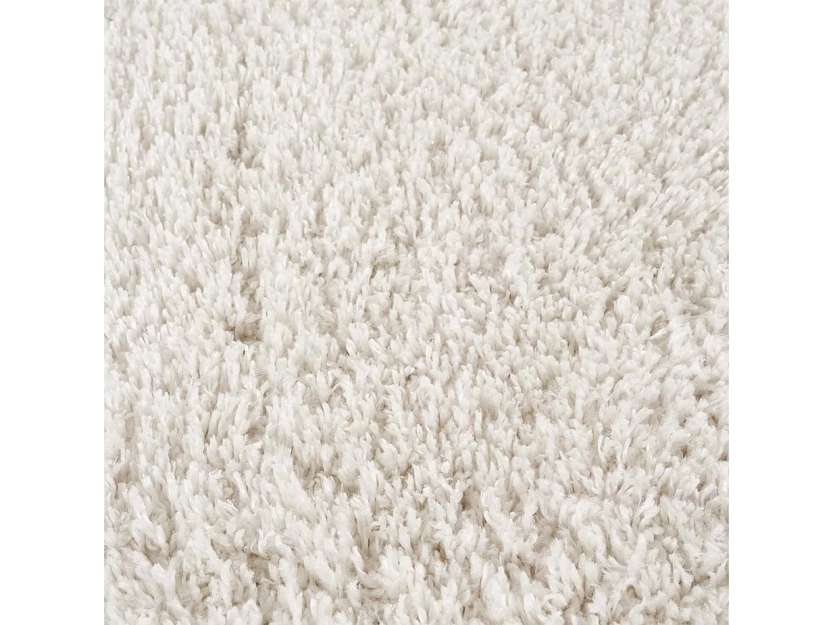 Tappeto Shaggy Ø100cm tessuto rotondo color crema a tinta unita UNILA