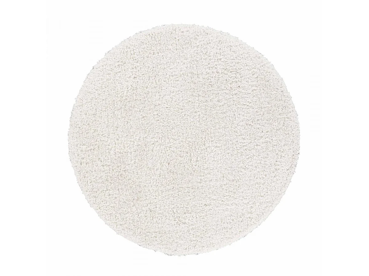 Tappeto Shaggy Ø100cm tessuto rotondo color crema a tinta unita UNILA