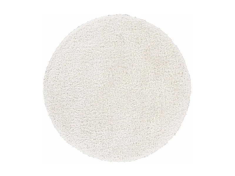 Tapis rond shaggy Ø100cm tissé crème motif uni LYN4 UNILA