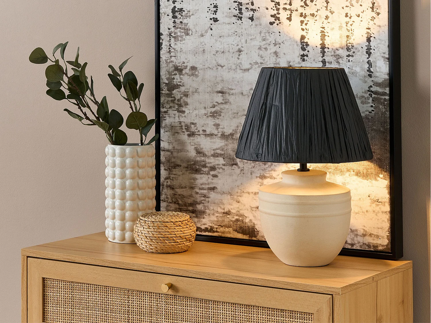 Lampe à poser TIGRE Céramique Beige