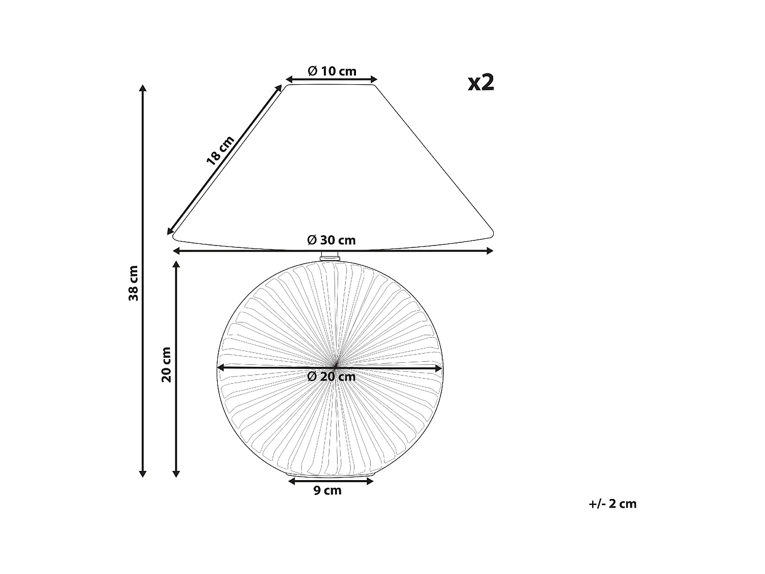 Lot de 2 lampes de bureau YUNA Céramique Argenté