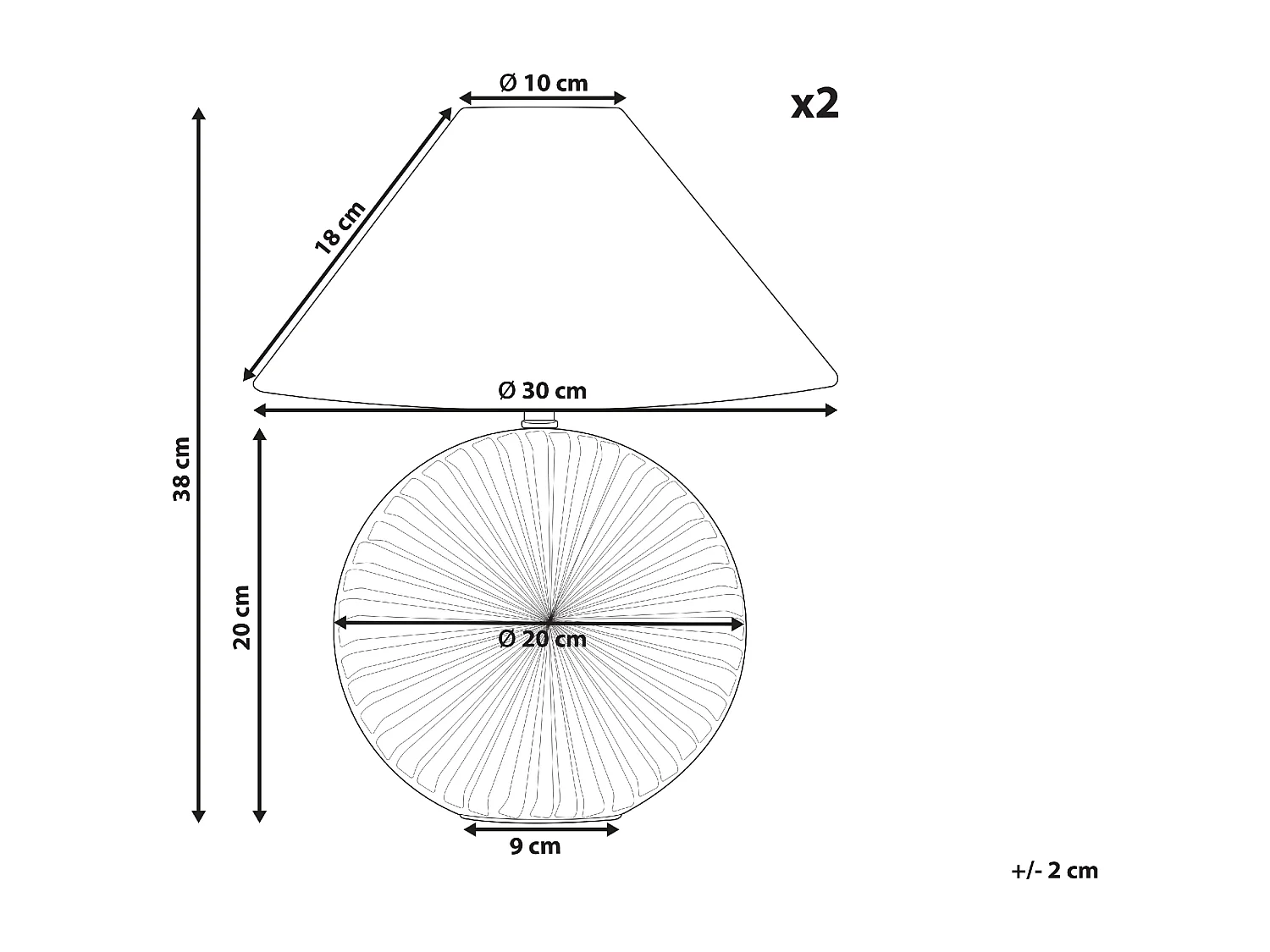 Lot de 2 lampes de bureau YUNA Céramique Argenté