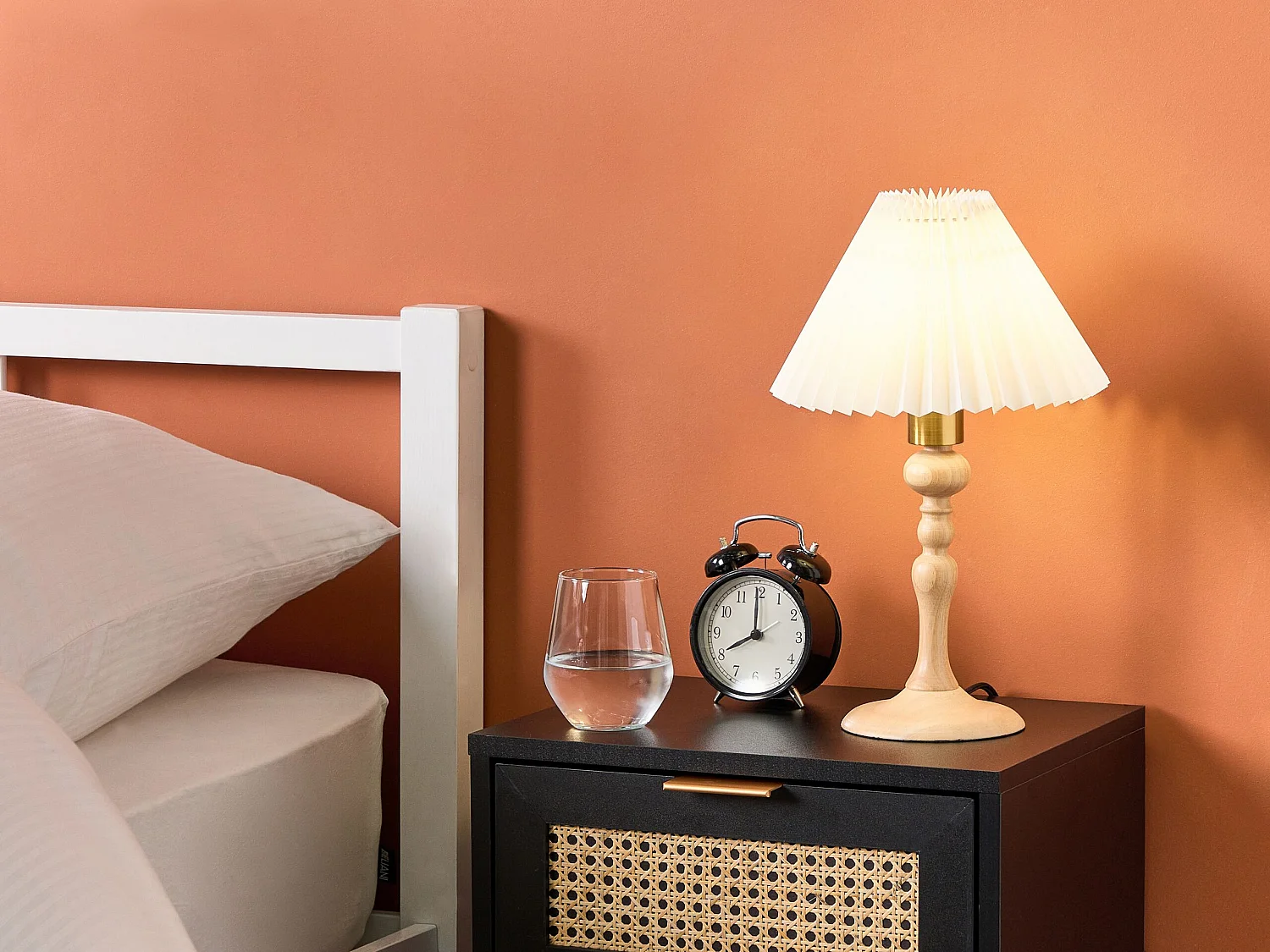 Lampe à poser COOKS Bois de chêne Marron clair/blanc