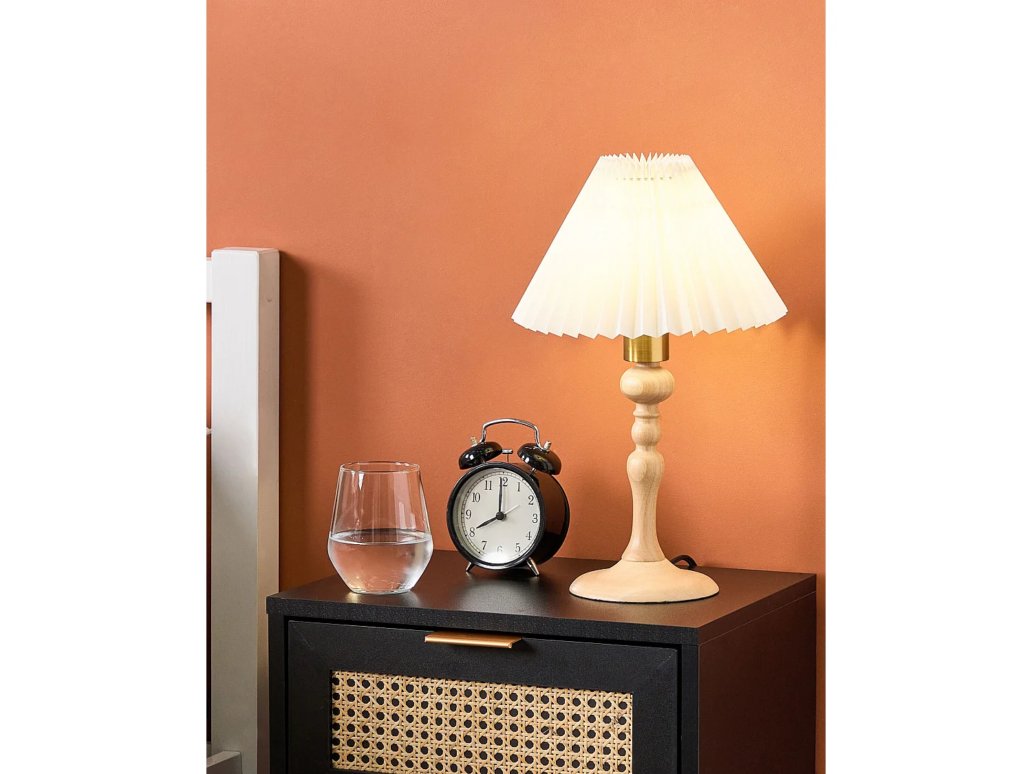 Lampe à poser COOKS Bois de chêne Marron clair/blanc
