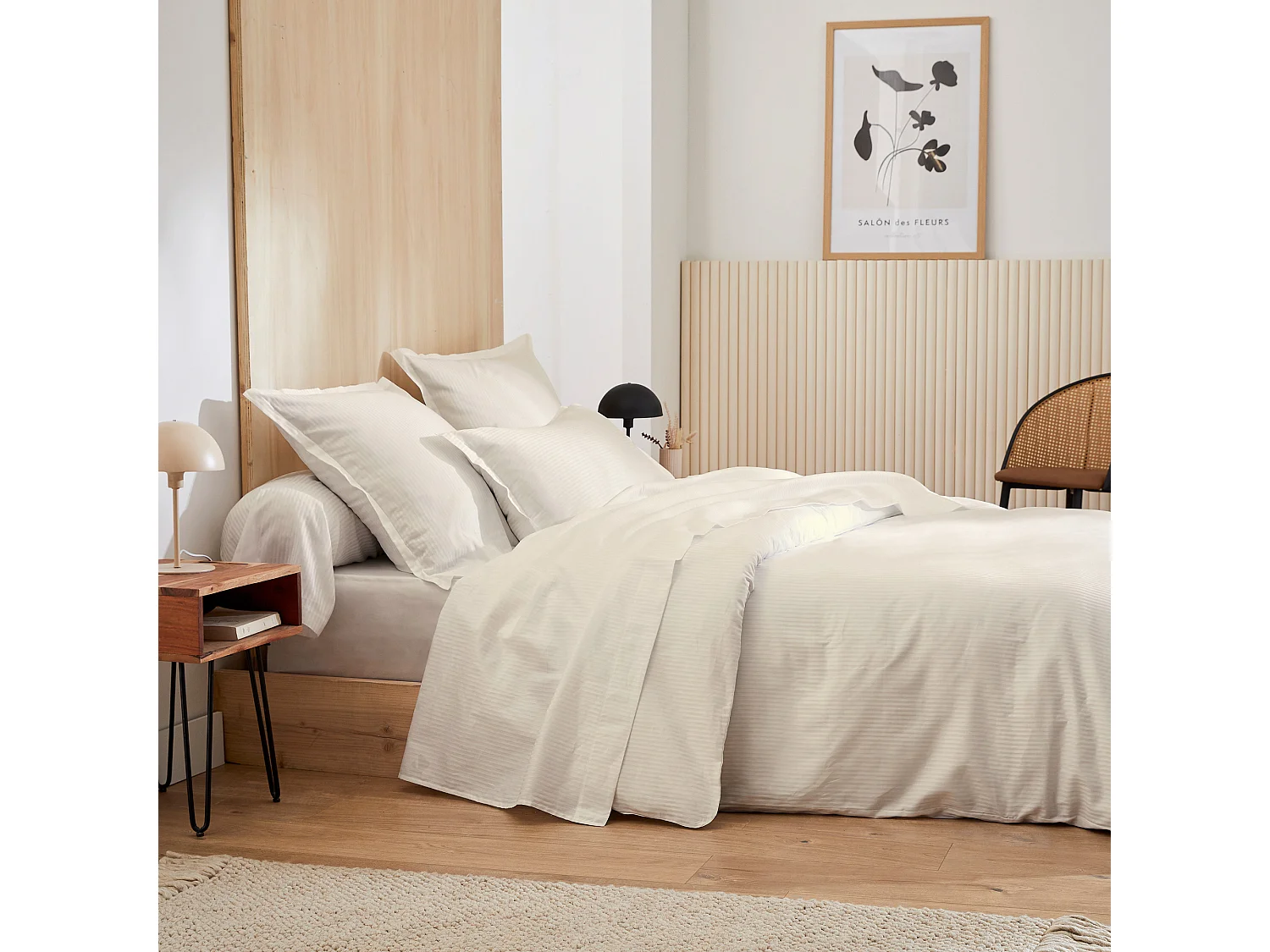 Housse de couette 140x200 cm satin de coton GRAND HÔTEL sable