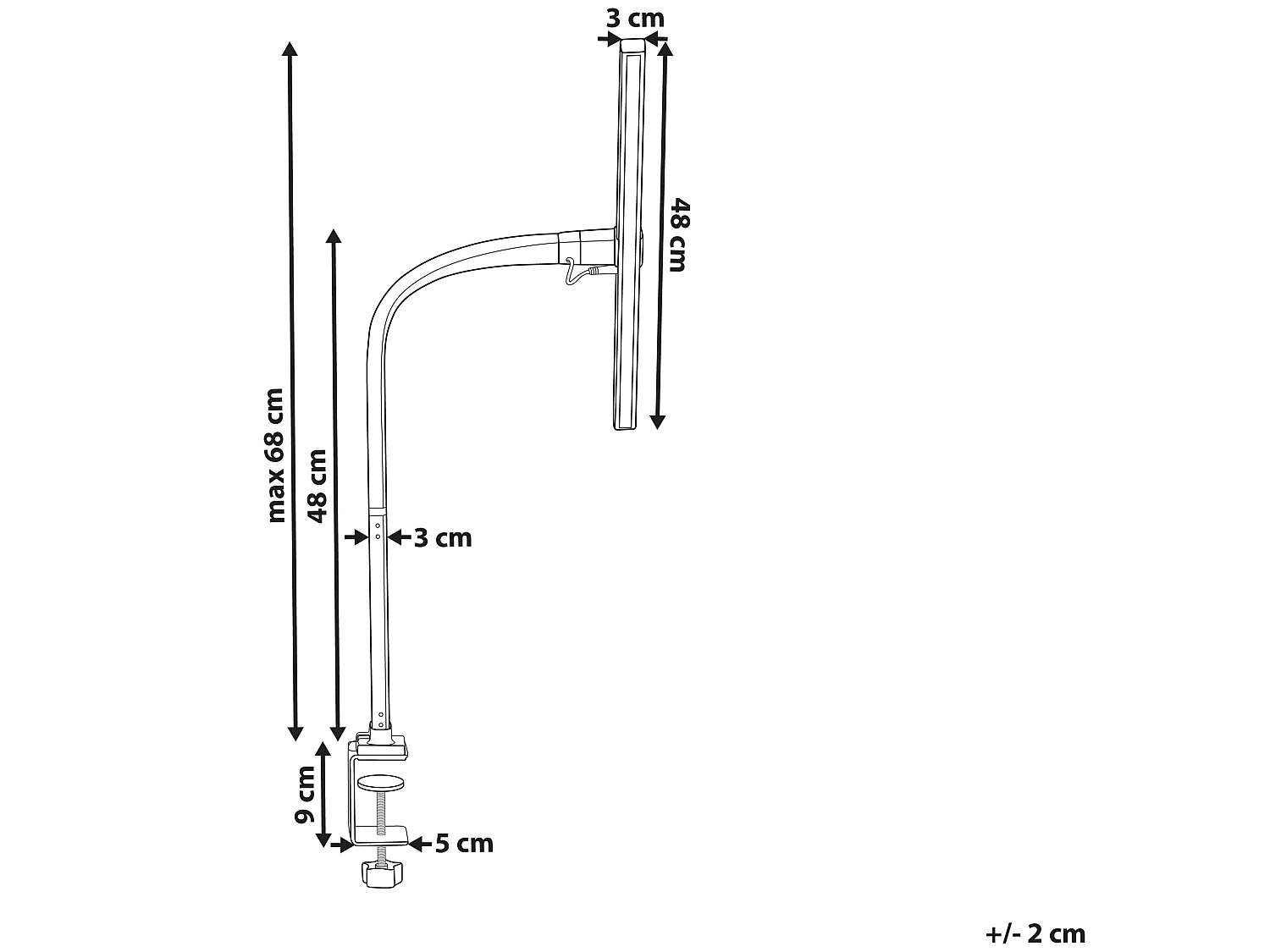 Lampe de bureau LED à pince AURIGA Avec détecteur de mouvement Métal Noir