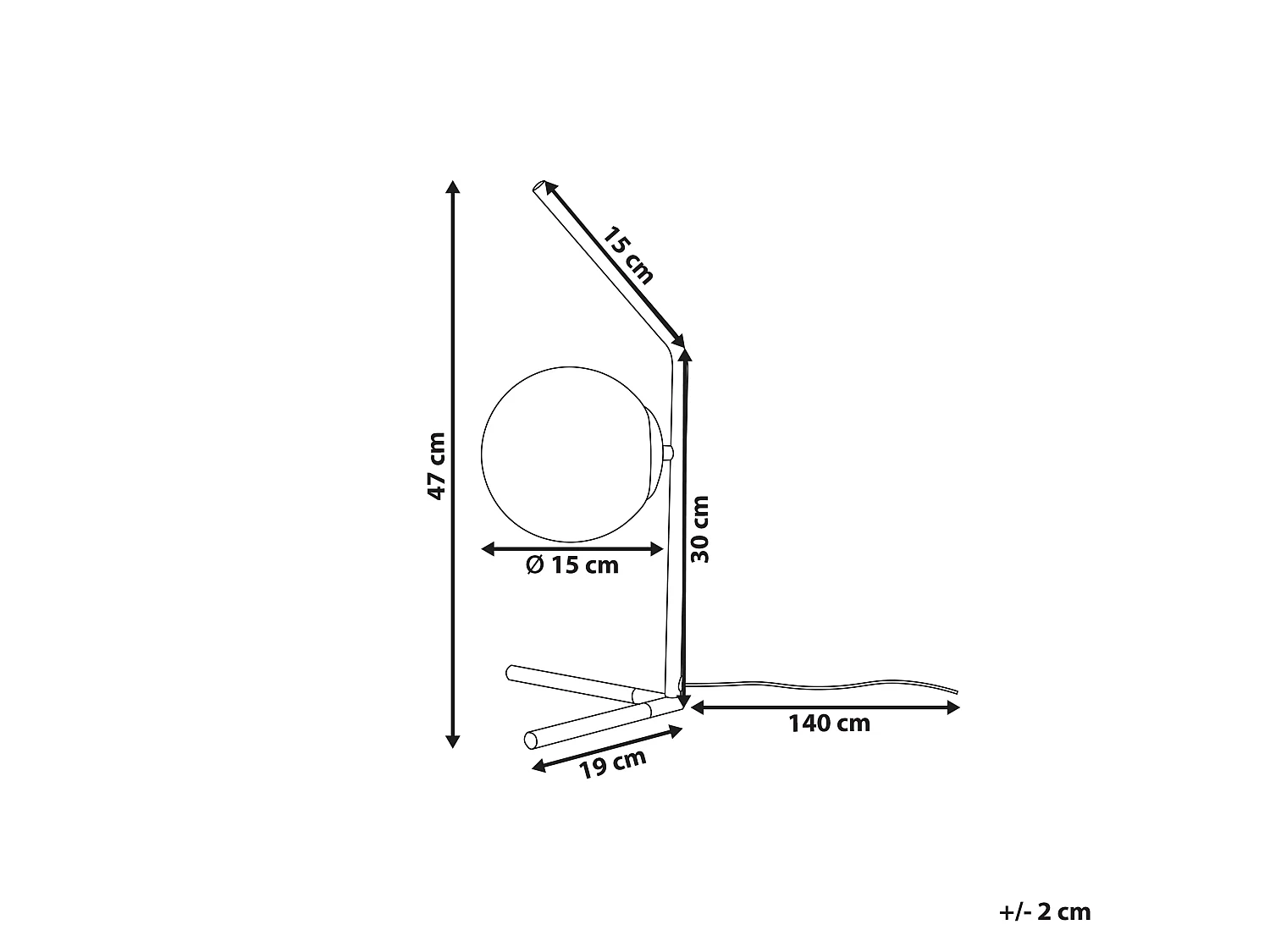 Tischlampe aus Glas Metall schwarz / weiß 47 cm Kugelform Modern Wapiti