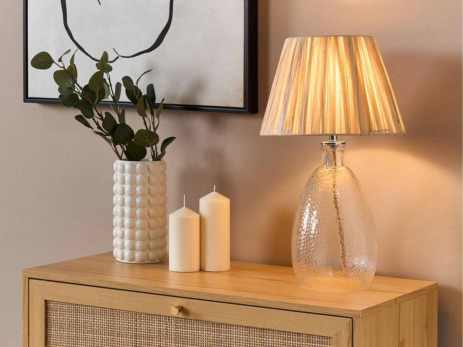 Tischleuchte BLANCO Glas Naturfarben