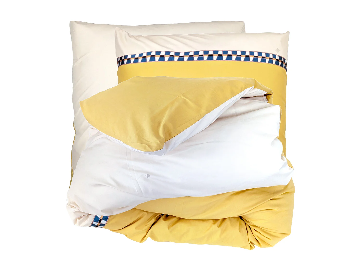 Parure de lit 3 pièces 260x240 cm percale coton ROMY Ambre