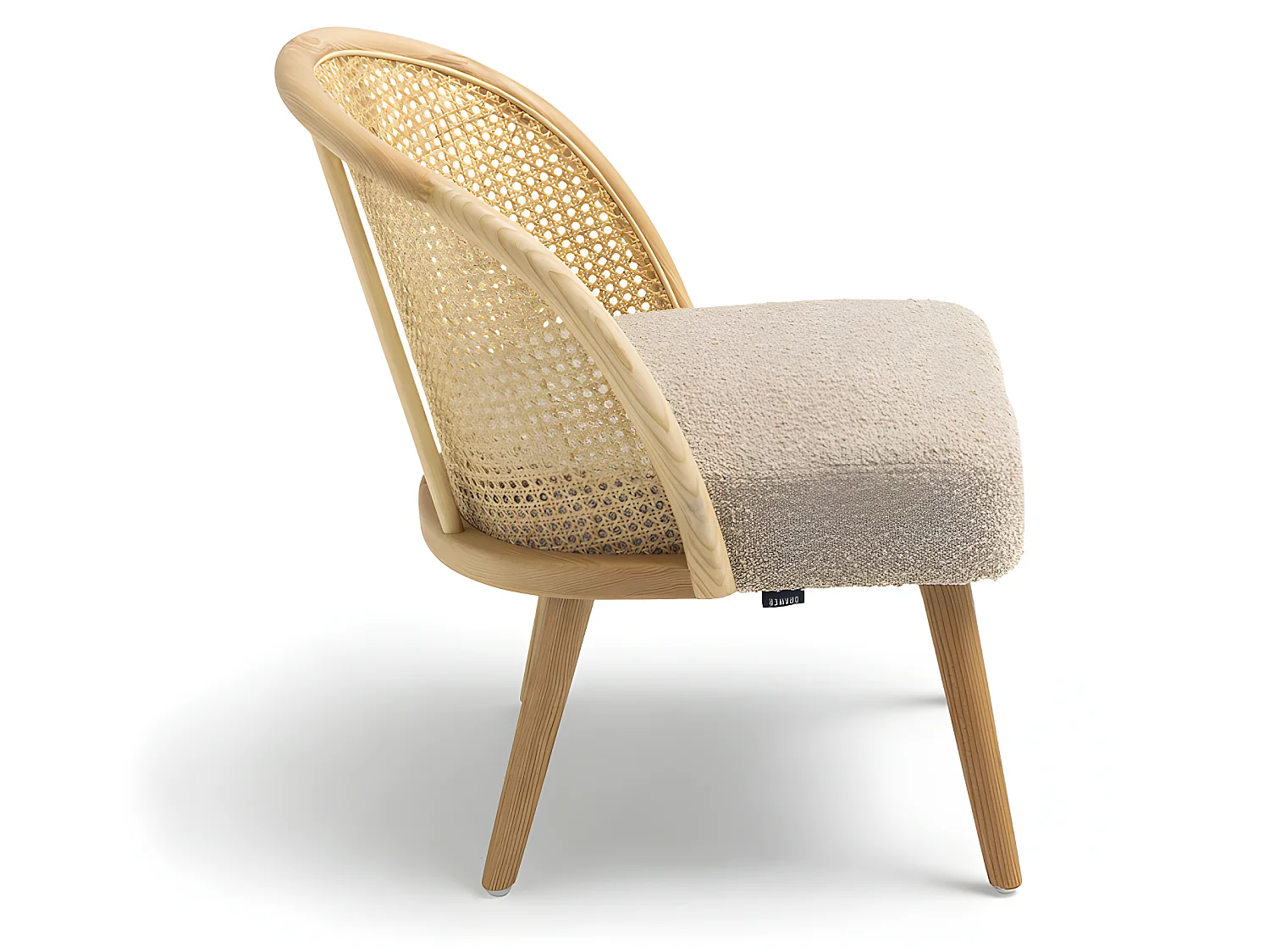 Candice - Fauteuil en tissu bouclette et rotin - Taupe