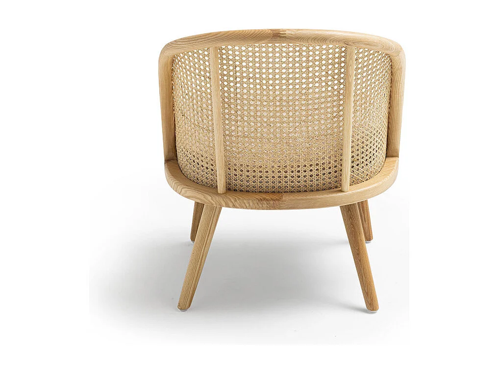 Candice - Fauteuil en tissu bouclette et rotin - Taupe