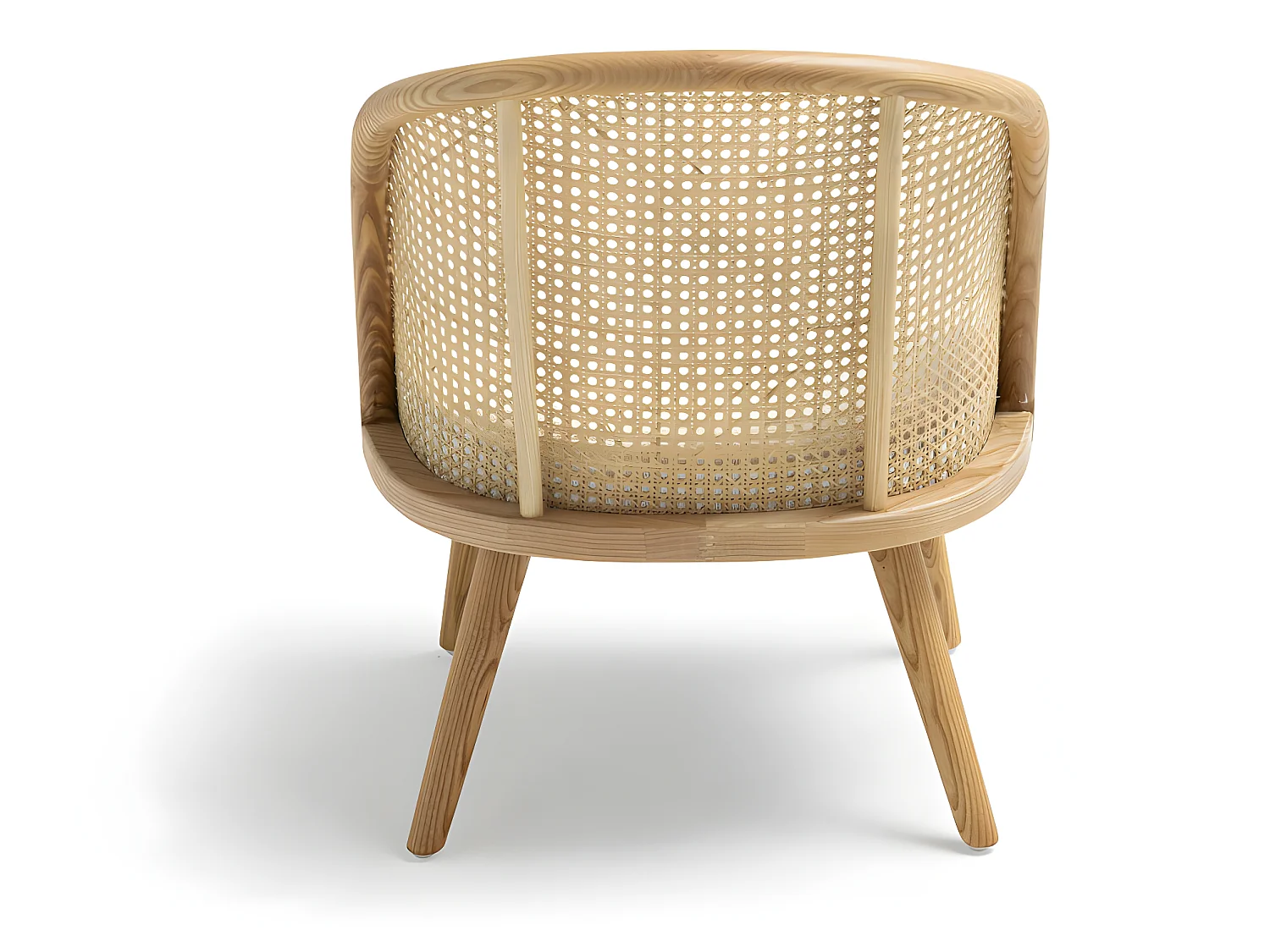 Candice - Fauteuil en tissu bouclette et rotin - Blanc