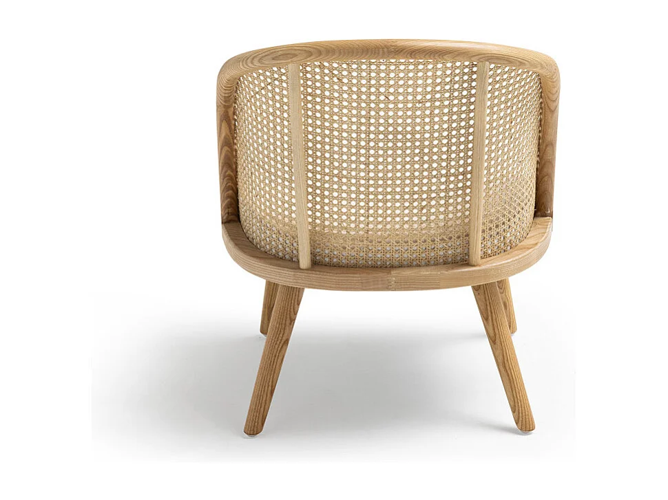 Candice - Fauteuil en tissu bouclette et rotin - Blanc
