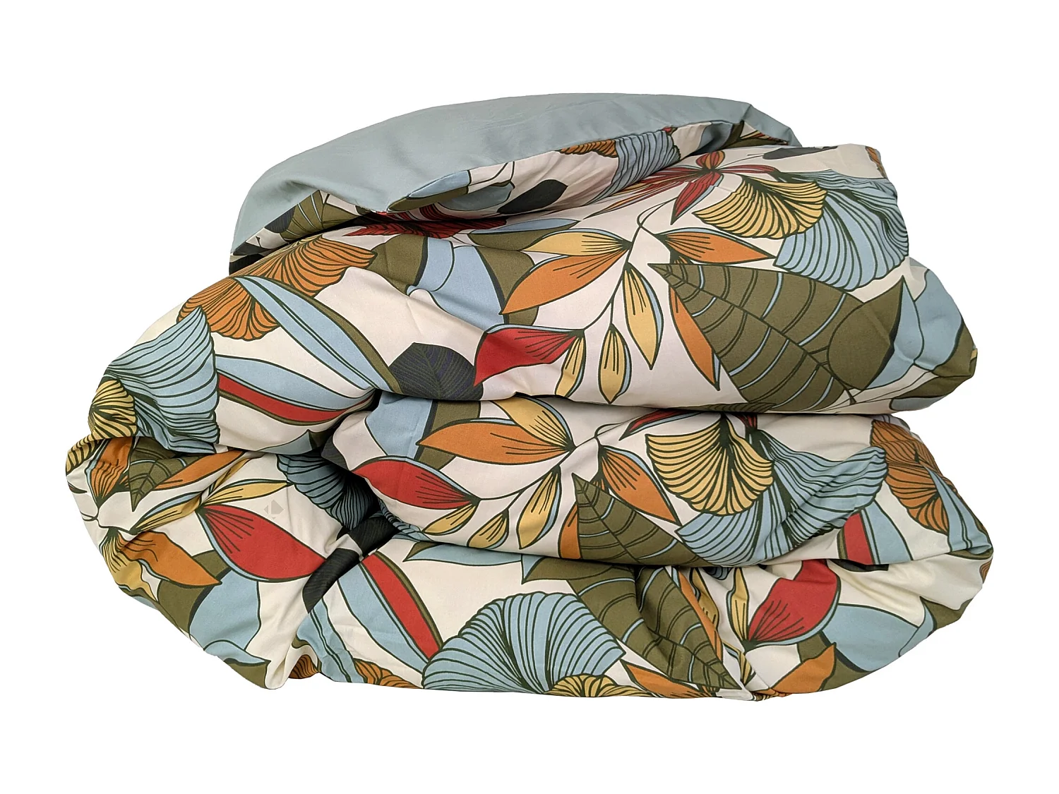 Housse de couette 200x200 cm percale coton CASCADE vert sauge